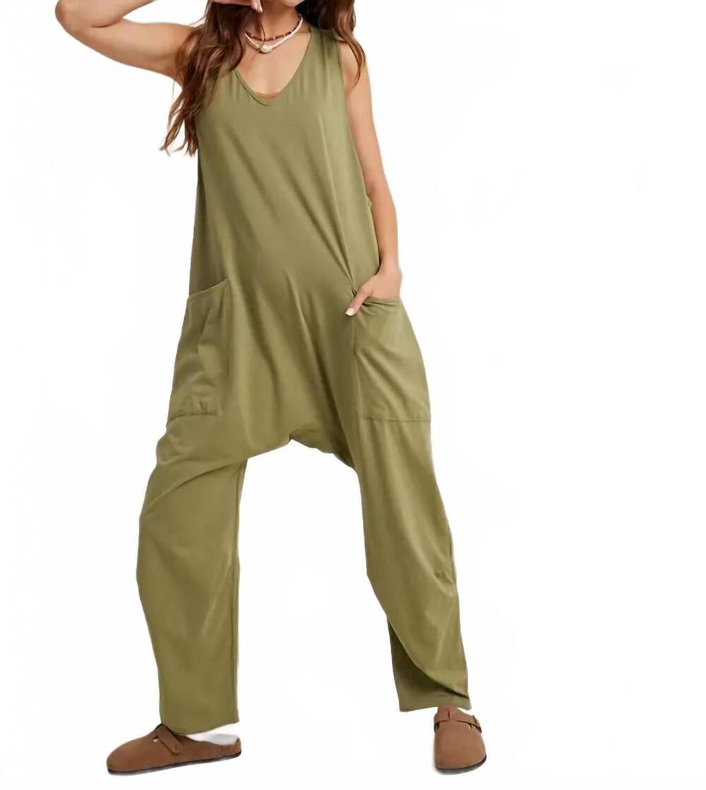 NEW WISHLIST knit loose fit jumpsuit onesie with pockets in hunters grove - ranc